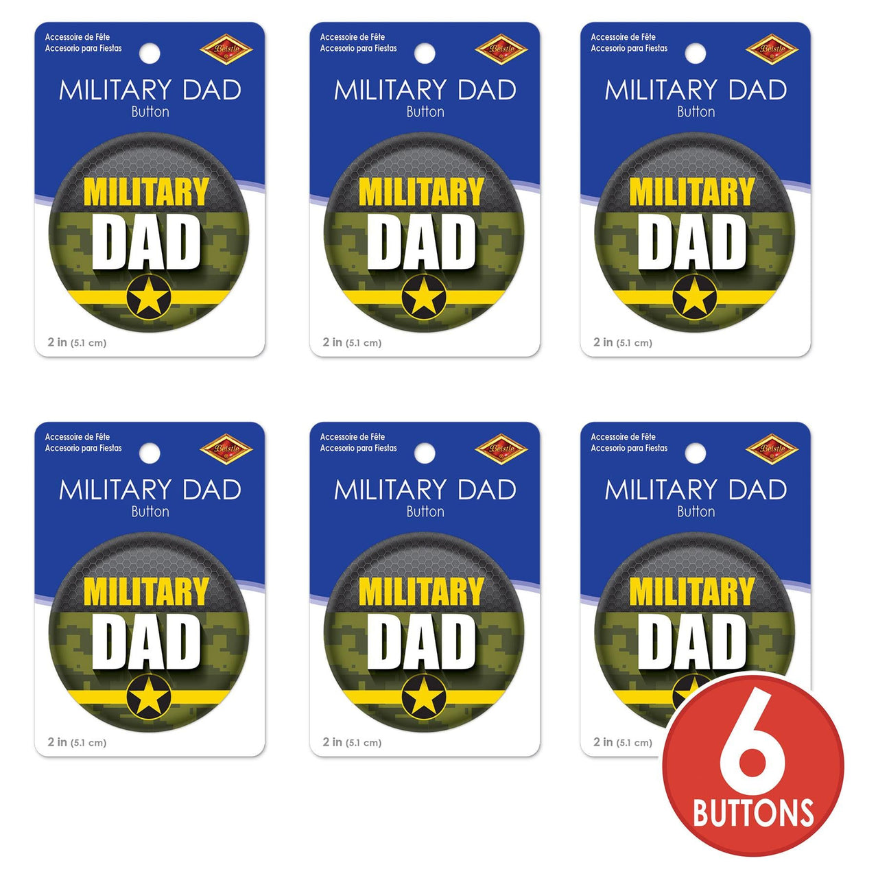 Dad Buttons Bulk 6 Pack Military Dad Button- Army | Beistle – PartyDecorations.com