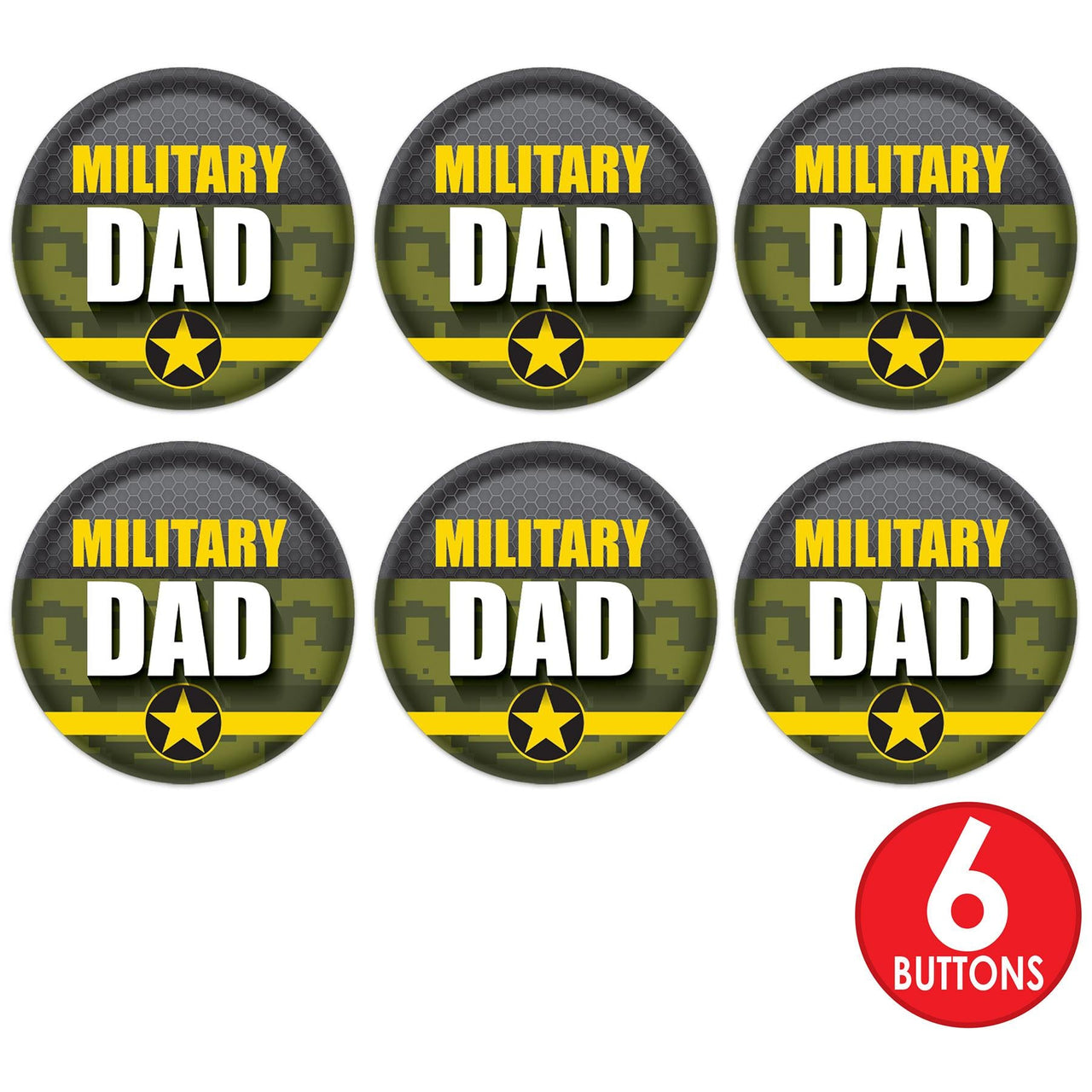 Daddy Button Bulk 6 Pack Military Dad Button- Army | Beistle – PartyDecorations.com