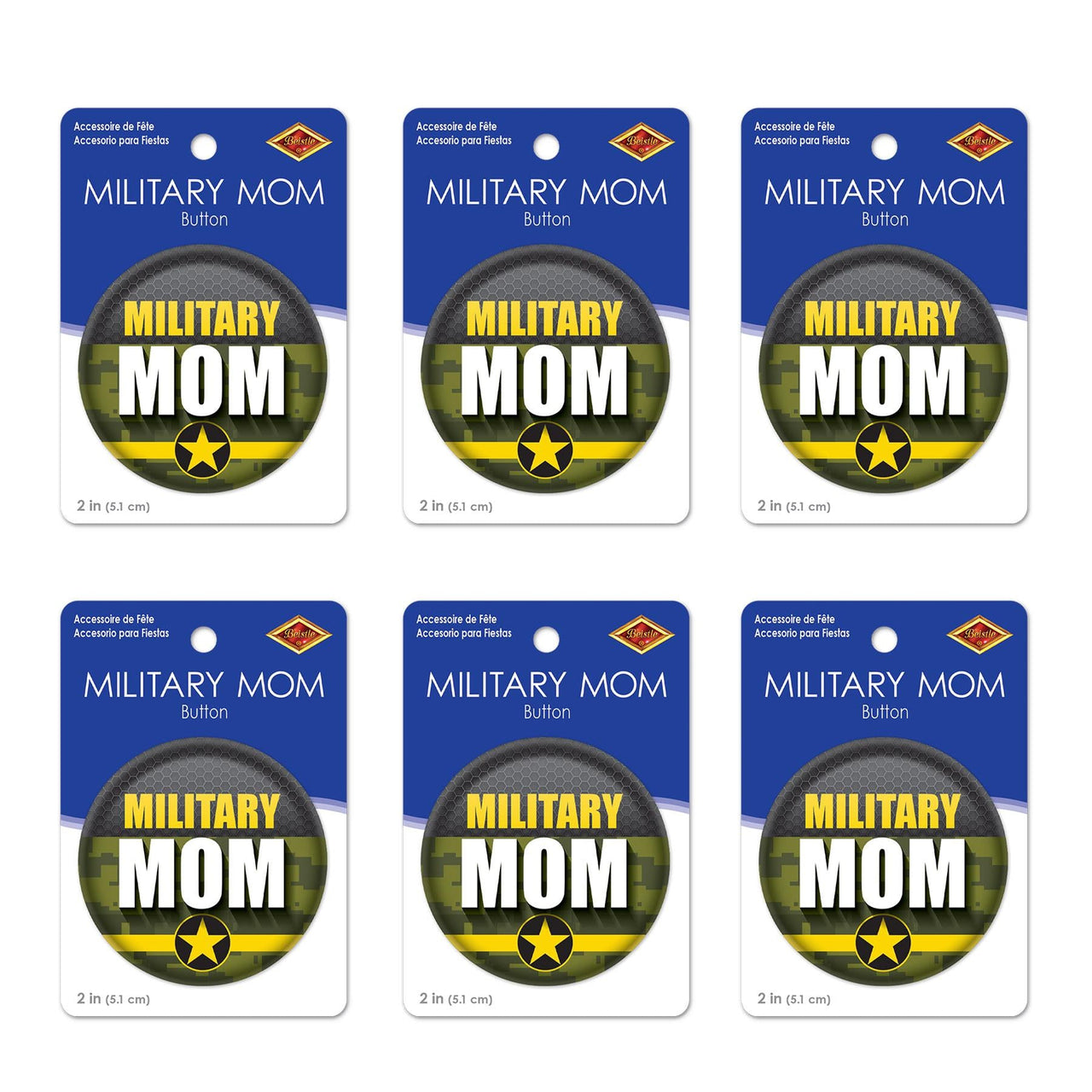 Beistle Military Mom Button (Case of 6)