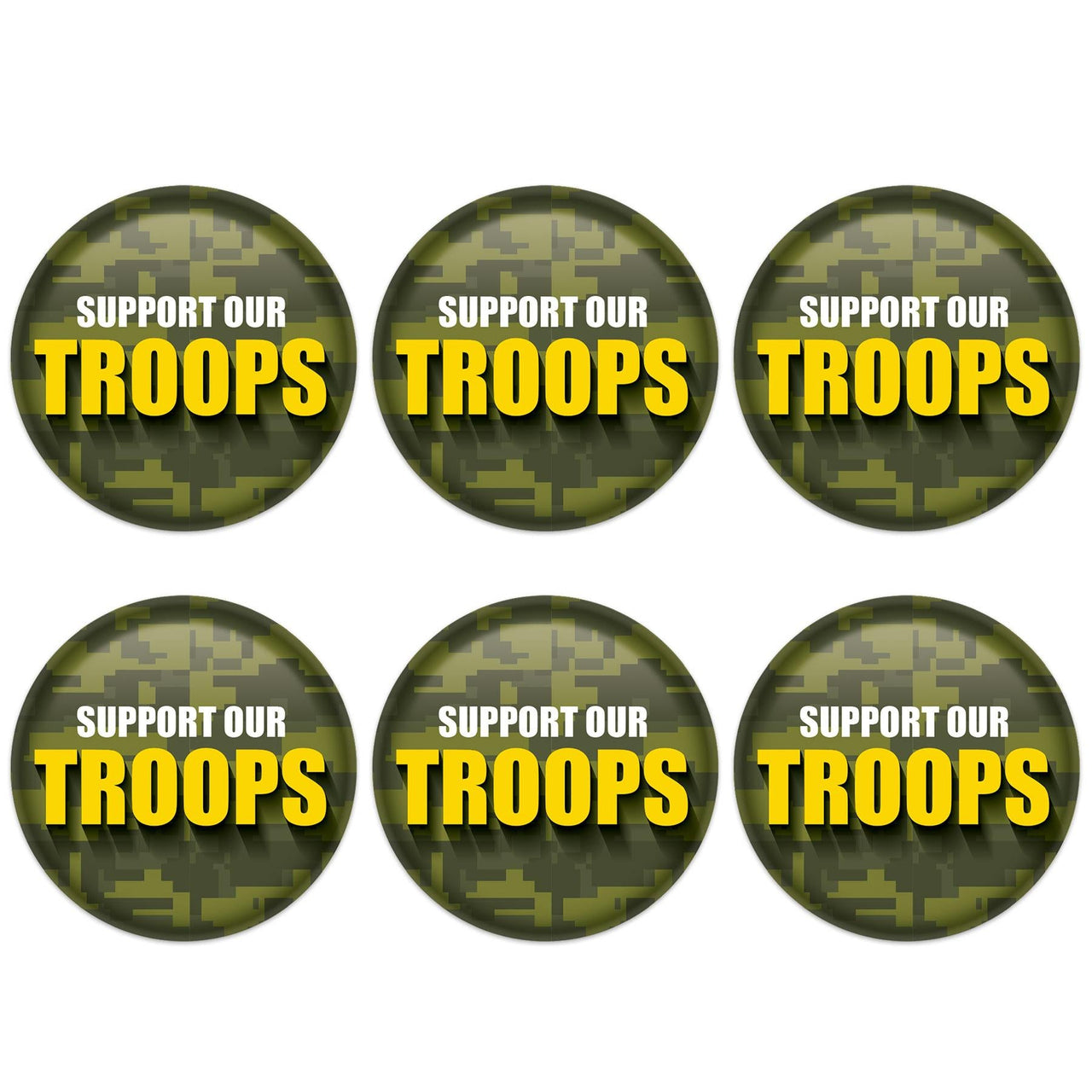 Beistle Support Our Troops Button (Case of 6)