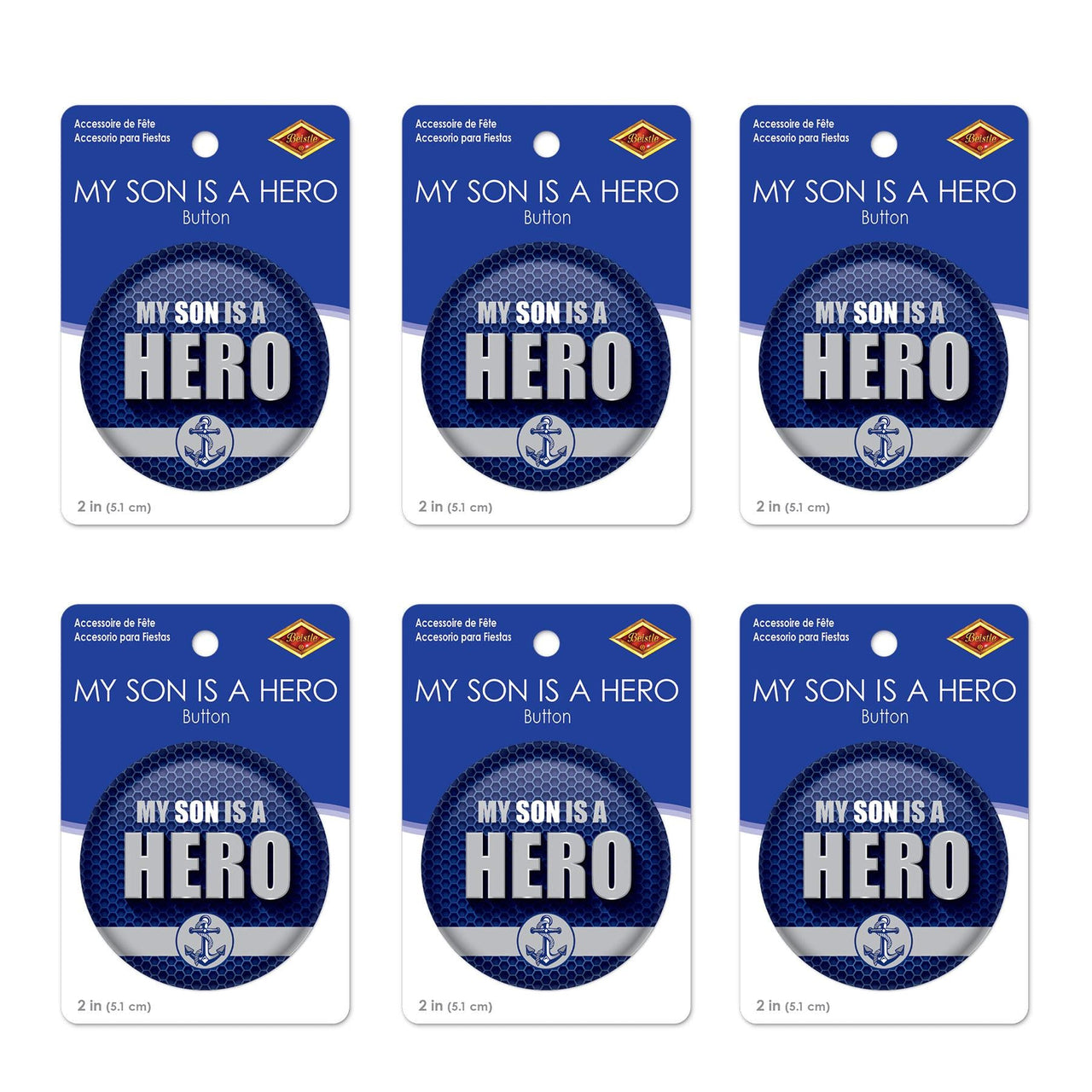 Beistle My Son Is A Hero Button (Case of 6)
