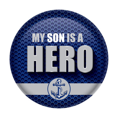 My Son Is A Hero Button- Navy - Bulk 6 Pack