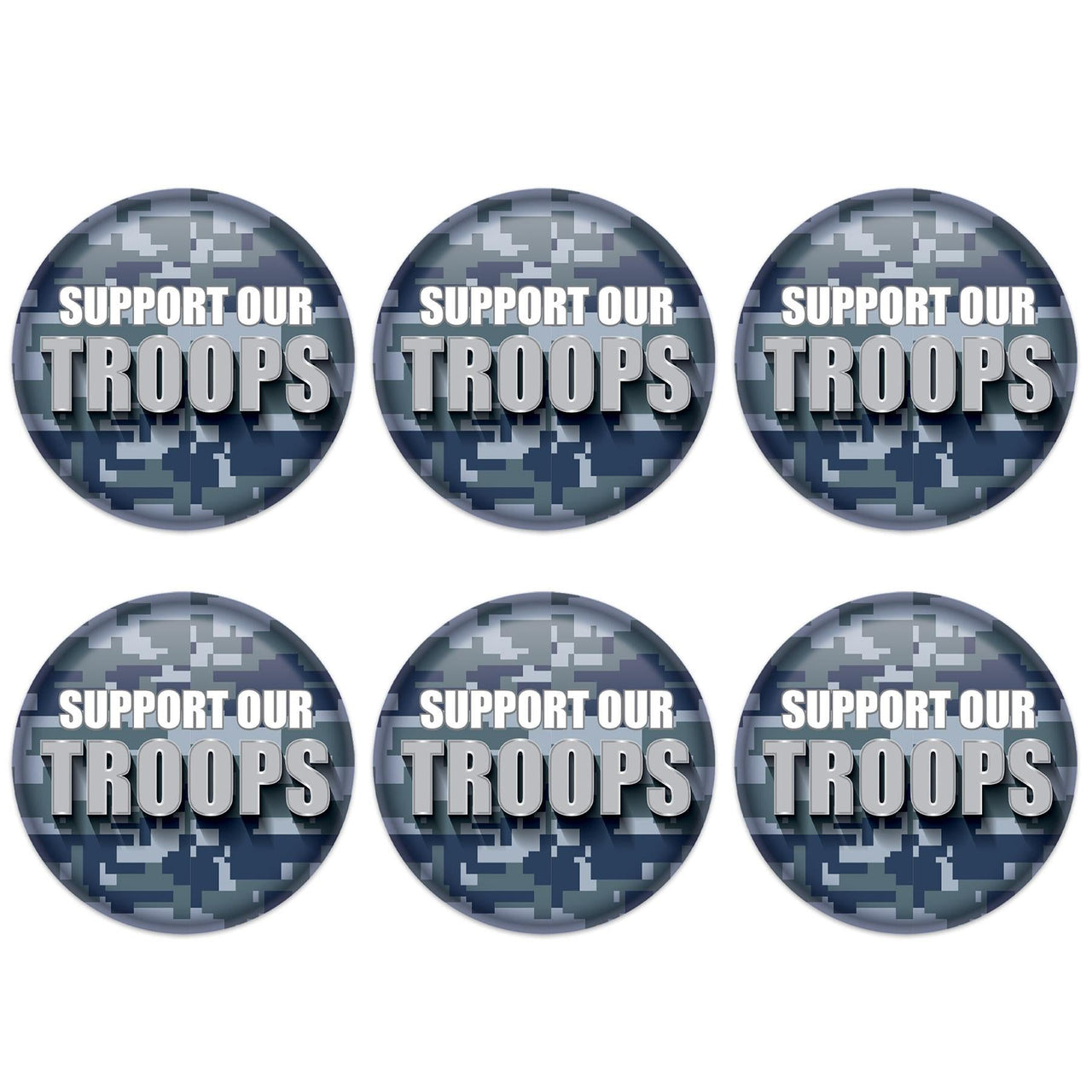 Beistle Support Our Troops Button (Case of 6)