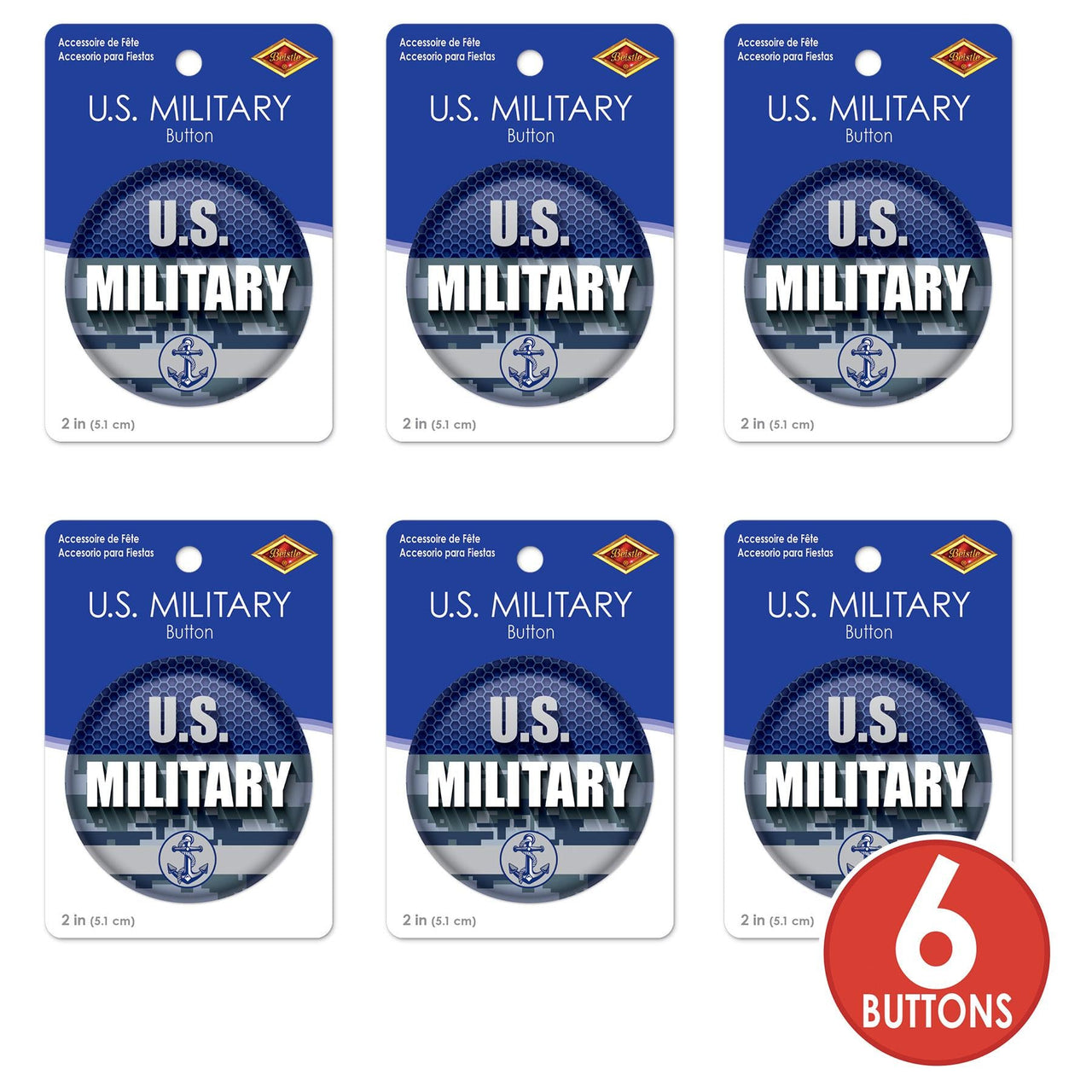 Beistle U.S. Military Button (Case of 6)