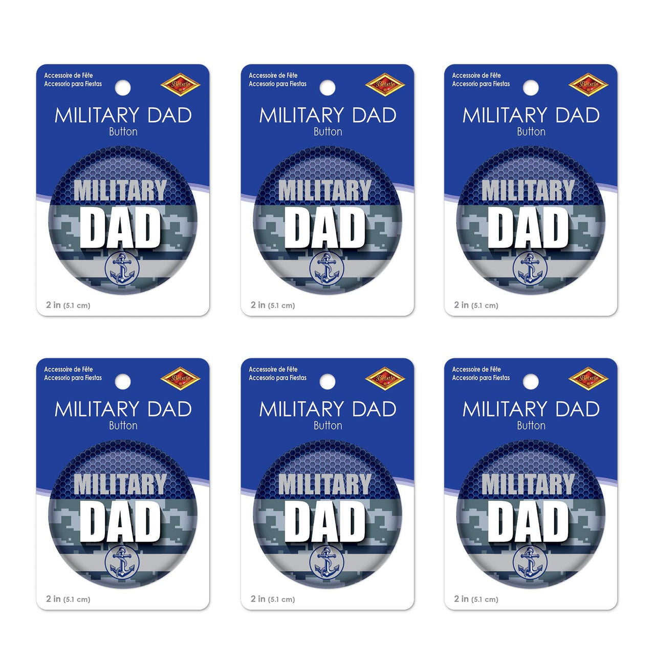 Beistle Military Dad Button (Case of 6)