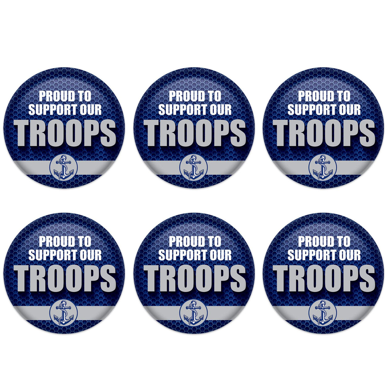 Beistle Proud To Support Our Troops Button (Case of 6)