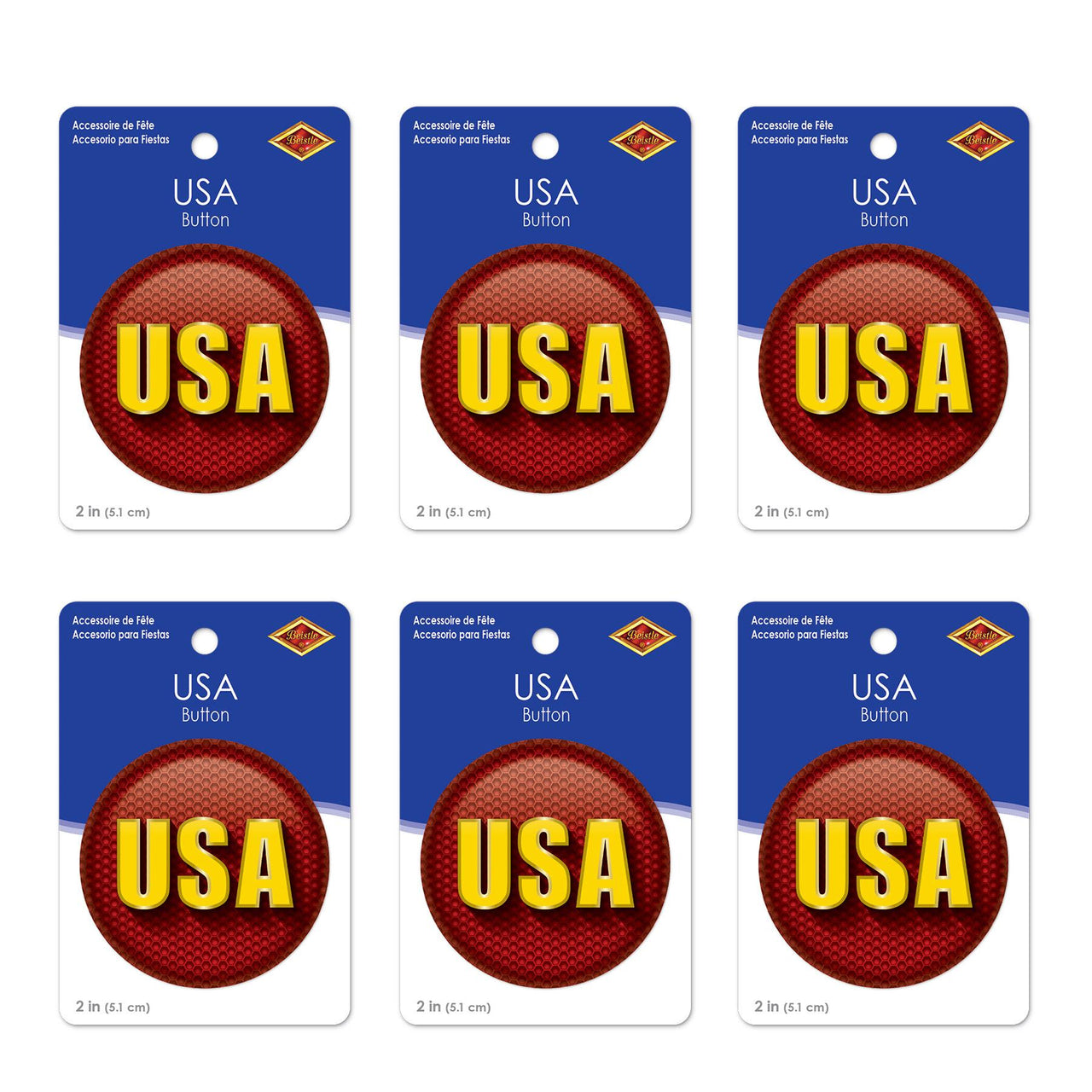 Beistle USA Button (Case of 6)