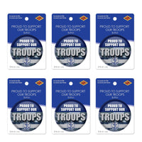 Beistle Proud To Support Our Troops Button (Case of 6)