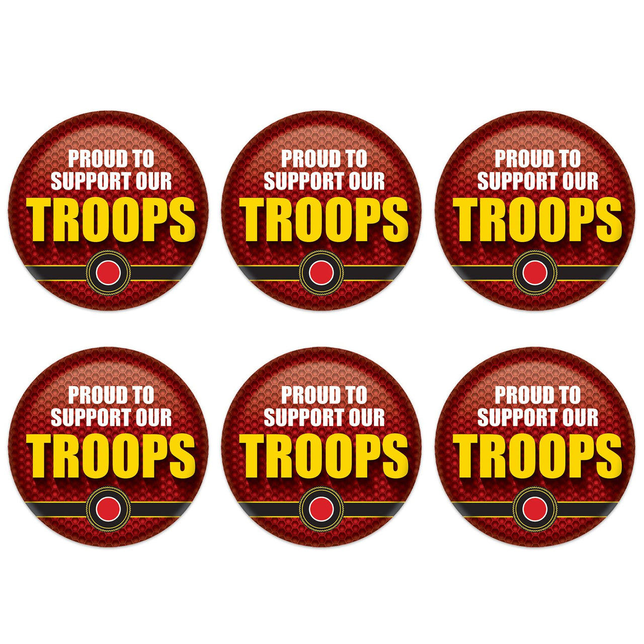 Beistle Proud To Support Our Troops Button (Case of 6)