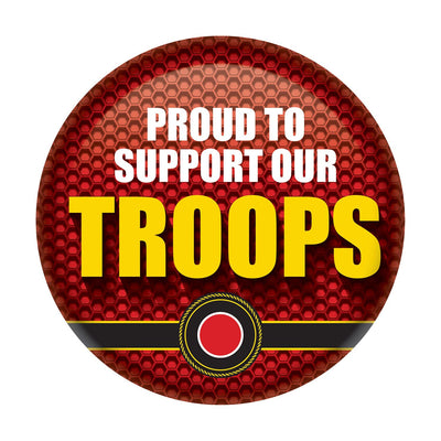 Proud To Support Our Troops Button- Marines- Red - Bulk 6 Pack
