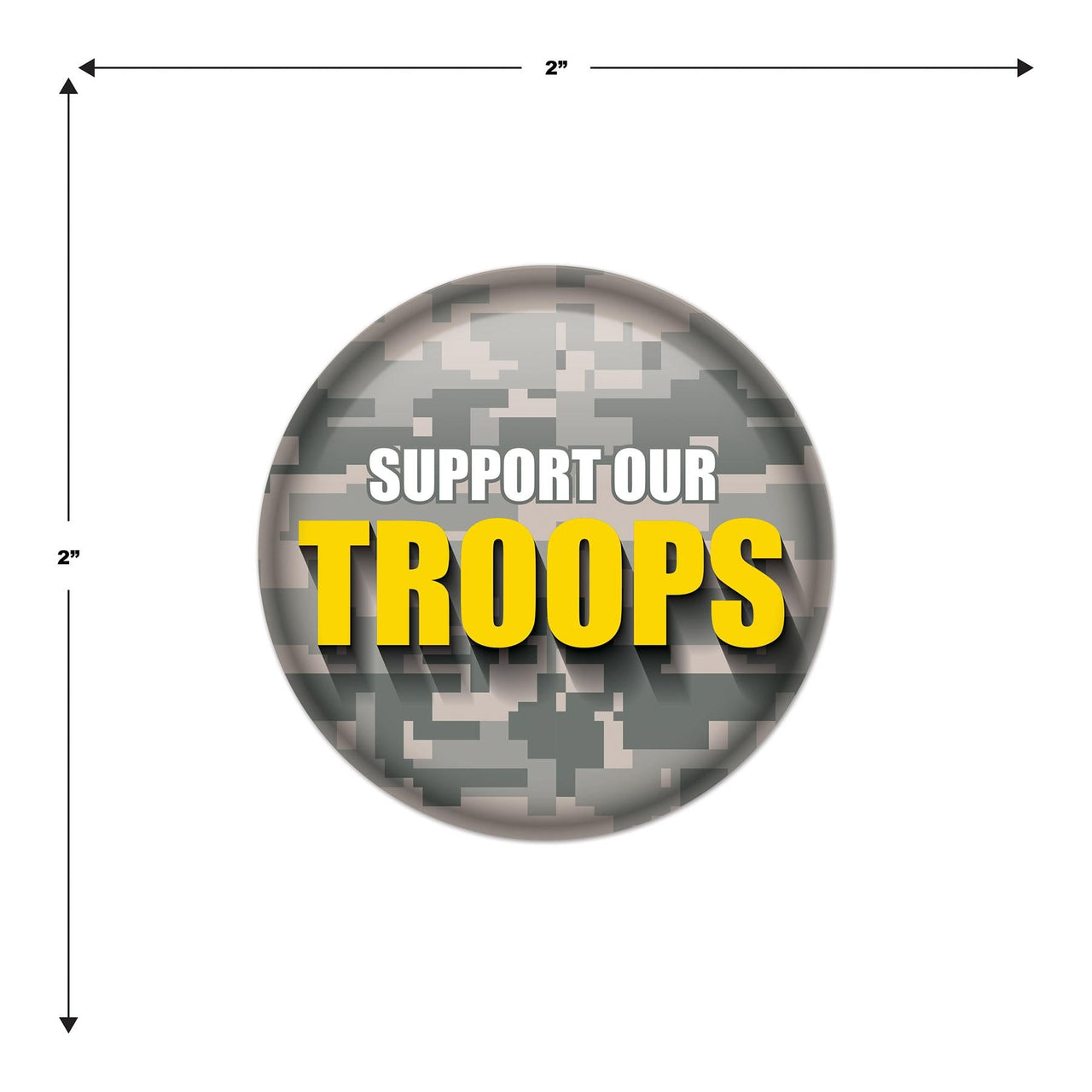 Beistle Support Our Troops Button (Case of 6)