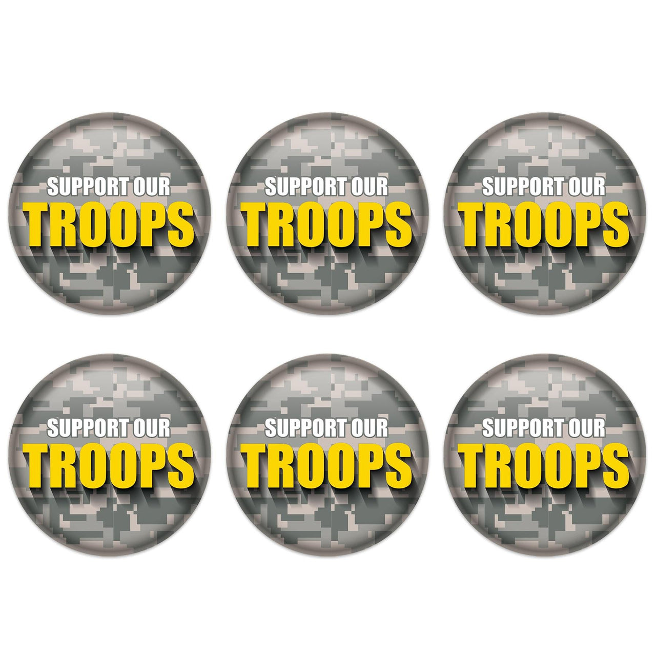 Beistle Support Our Troops Button (Case of 6)