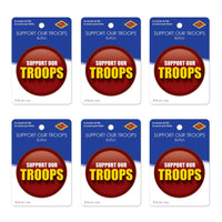 Beistle Support Our Troops Button (Case of 6)