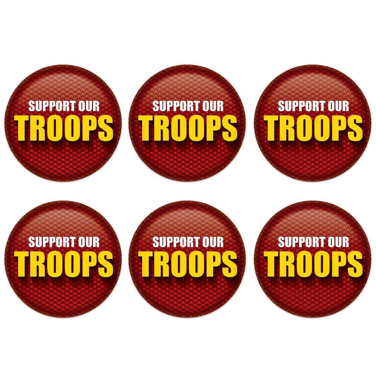 Beistle Support Our Troops Button (Case of 6)