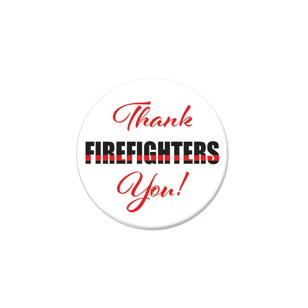 Thank You! Firefighters Button- Red and Black - Bulk 6 Pack