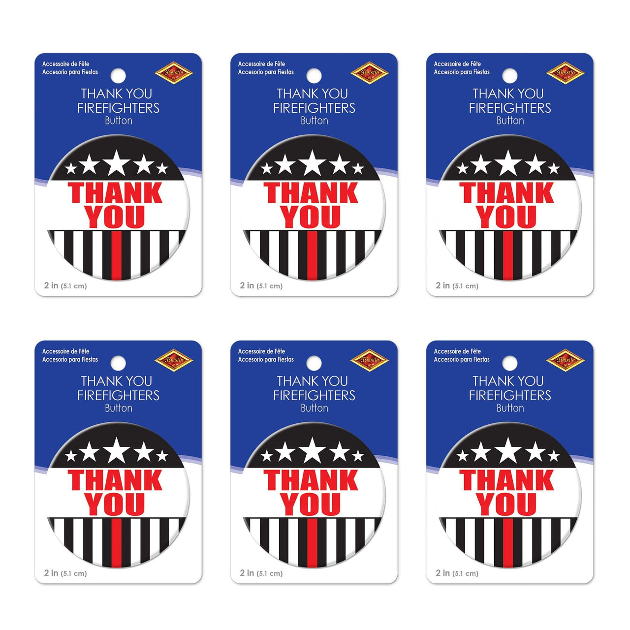 Beistle Thank You Firefighters Button (Case of 6)