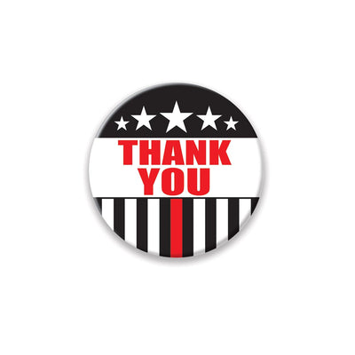 Thank You Firefighters Button- Stripes and Stars - Bulk 6 Pack