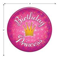 Beistle Birthday Princess Button (Case of 6)
