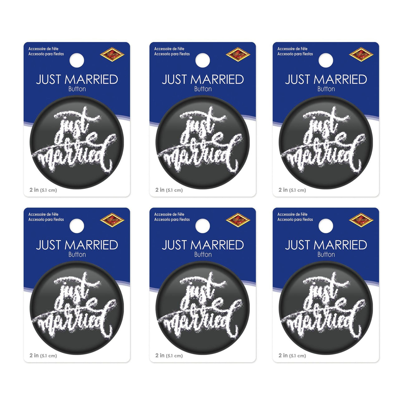 Just Married Button (Case of 6)