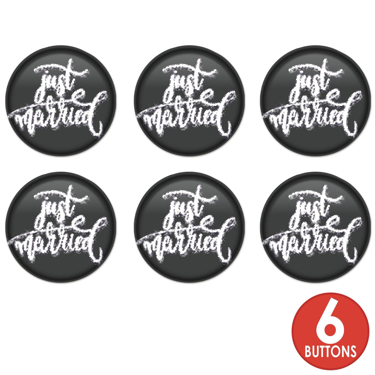 Just Married Button (Case of 6)