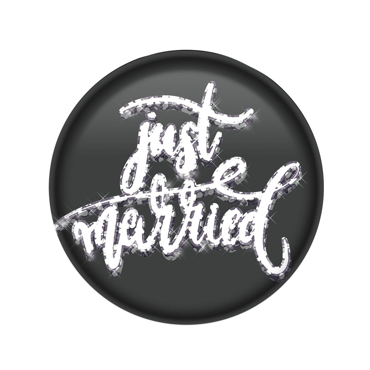 Just Married Button - Black - Bulk 6 Pack