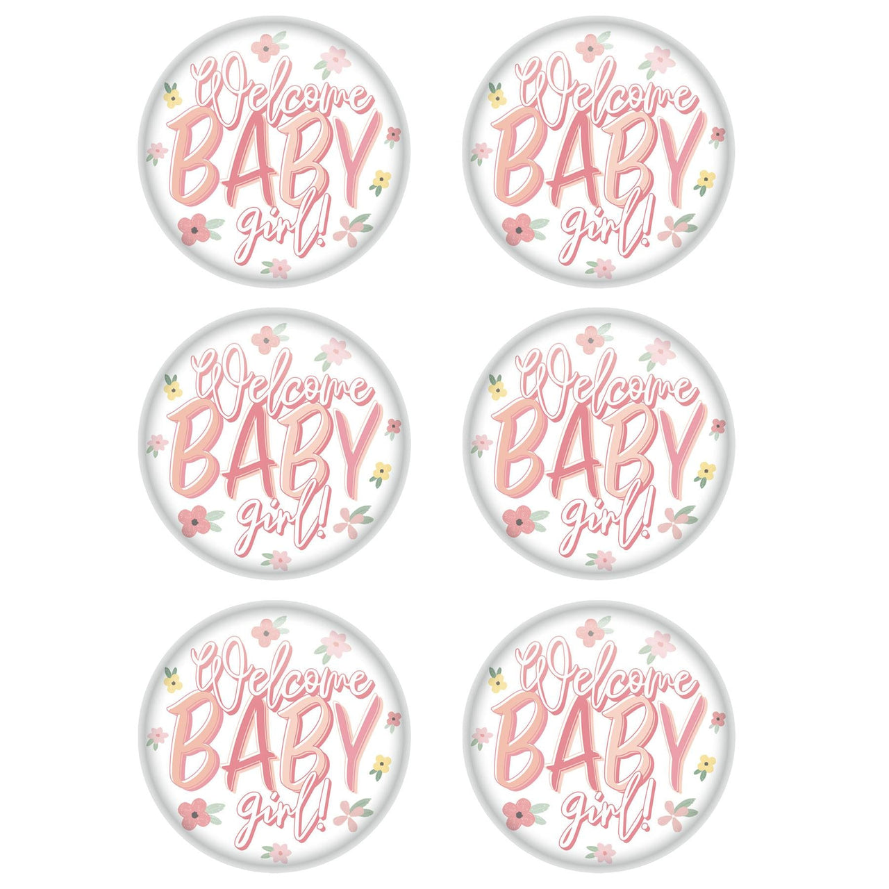 Welcome Baby Girl! Button (Case of 6)