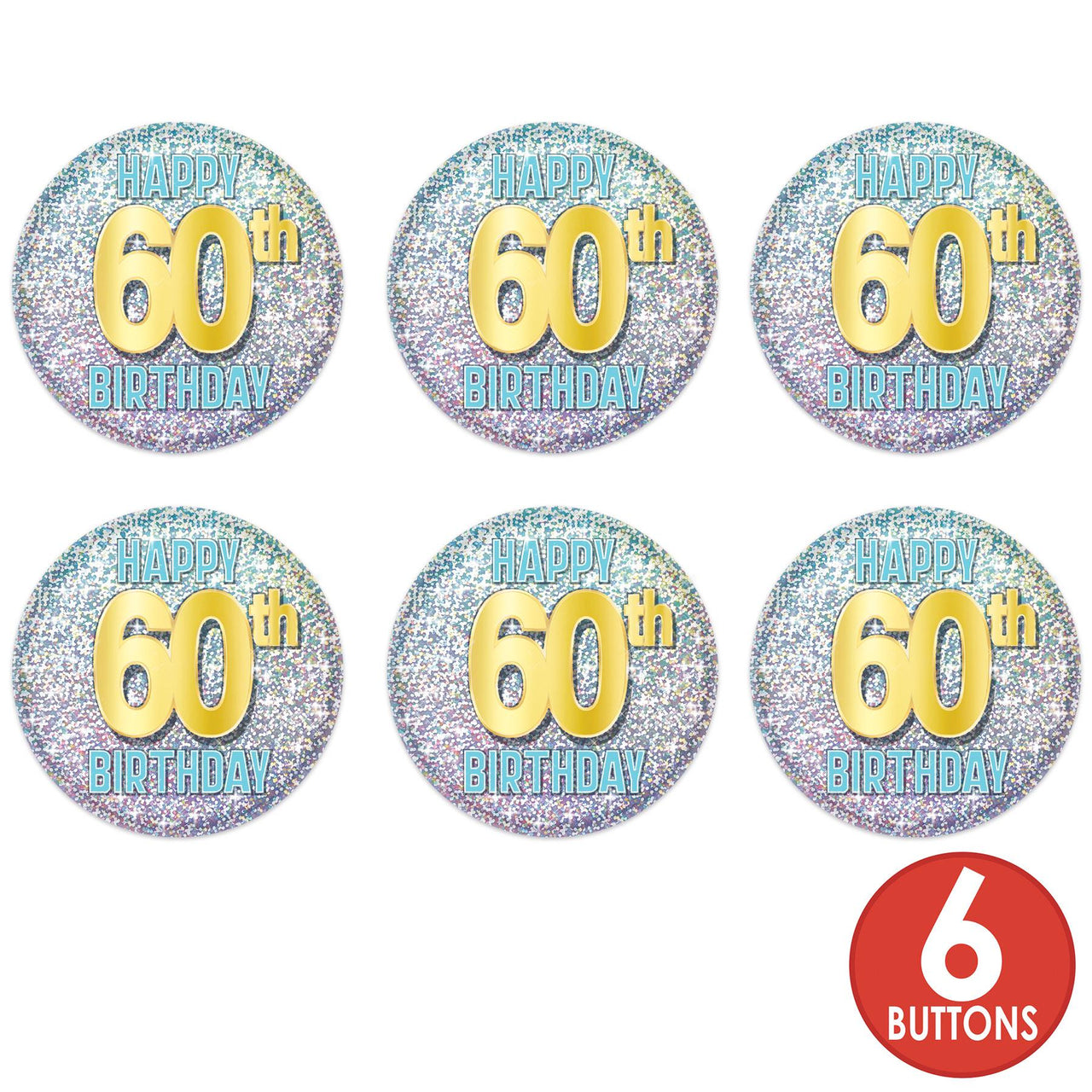 60th Birthday Button (Case of 6)