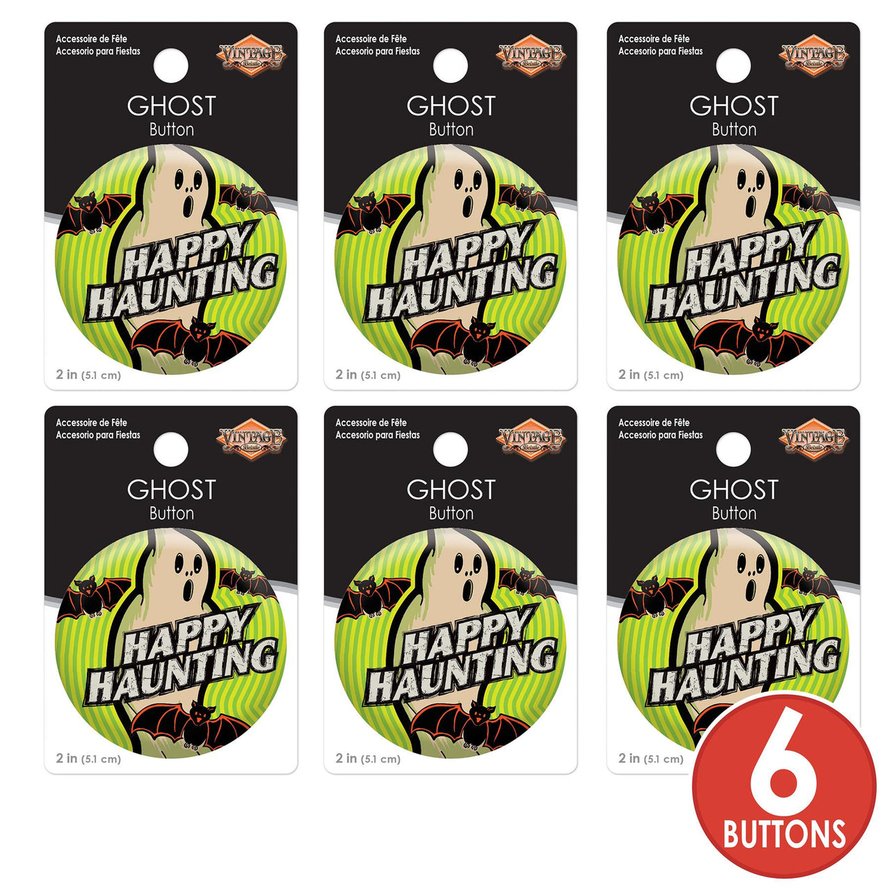 Vintage Halloween Ghost Button (Case of 6)