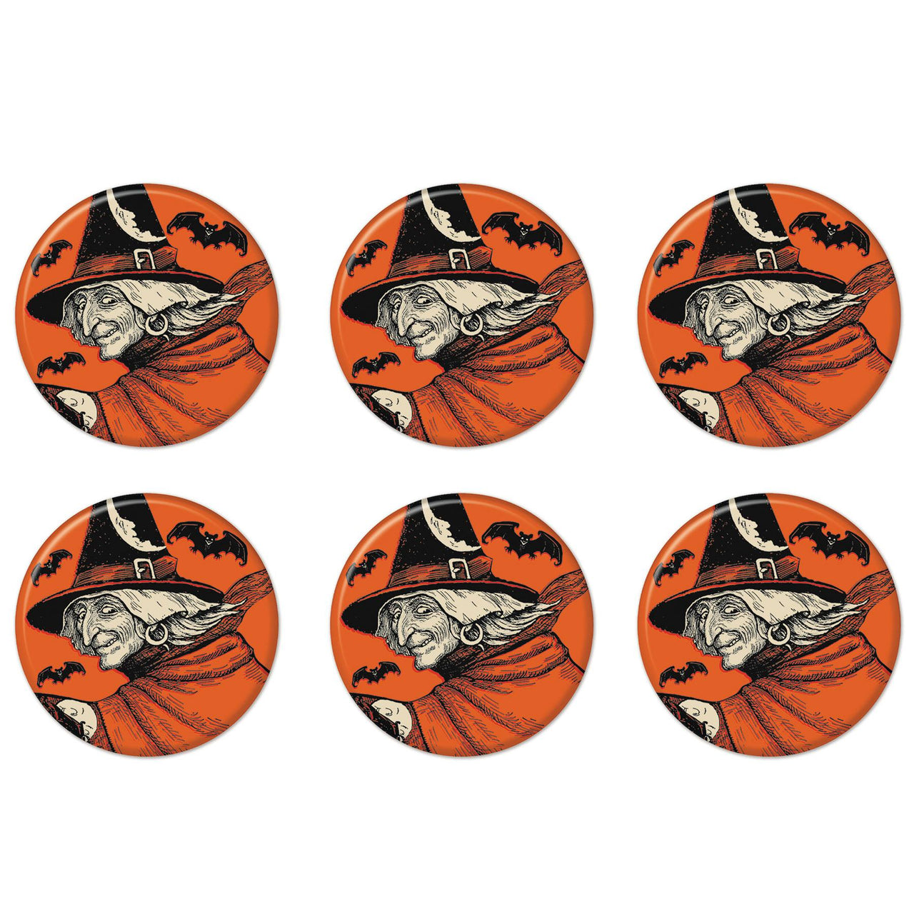 Vintage Halloween Classic Witch Button (Case of 6)