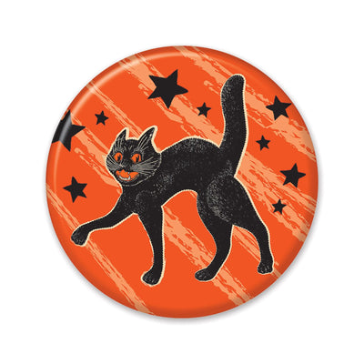 Vintage Halloween Scratch Cat Button - Bulk 6 Pack