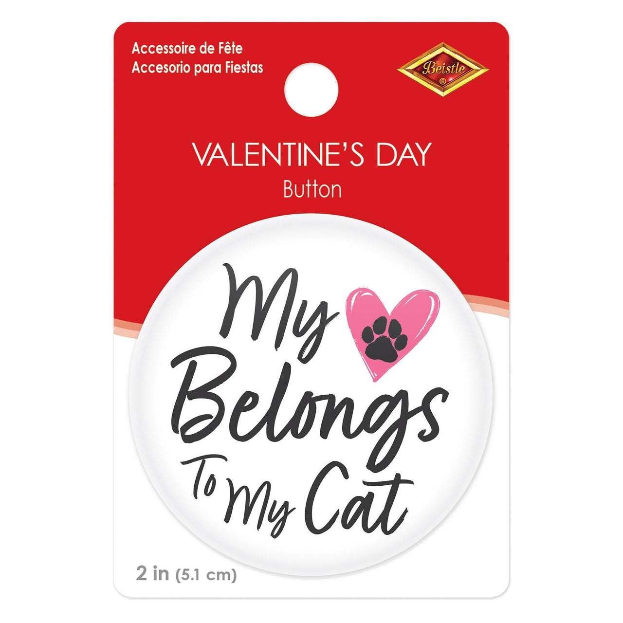 Beistle My Heart Belongs To My Cat Button