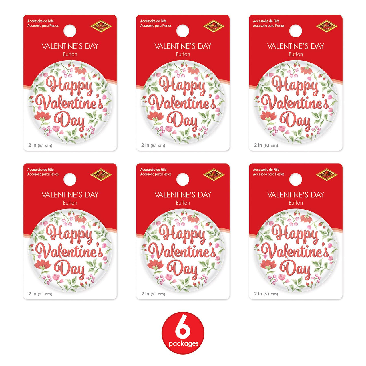 Bulk Happy Valentine's Day Button (6 Pkgs Per Case) by Beistle