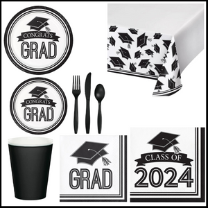 White Graduation Party Kit for 16 (182 Items)