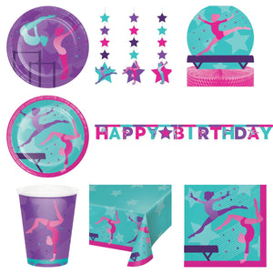 46 Piece Creative Converting Gymnastics Birthday Party Kit for 8
