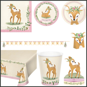 Deer Little One 53 Piece Birthday Party Kit for 8