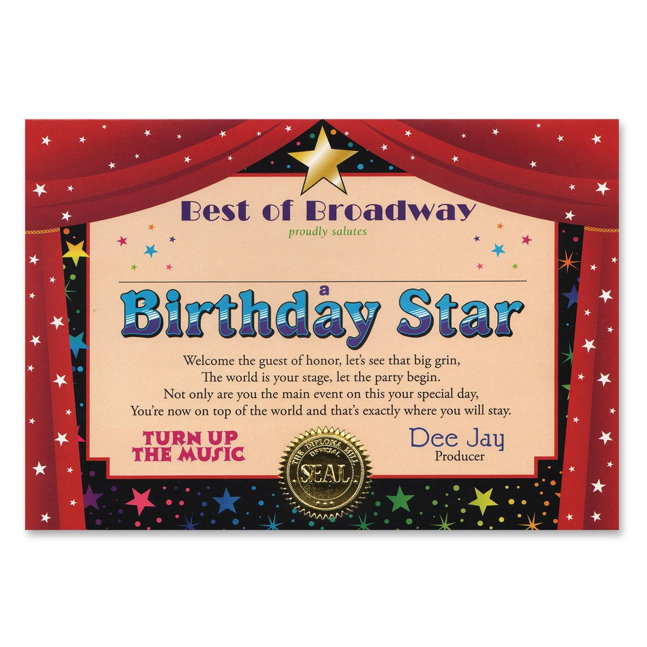 Birthday Star Certificate - Bulk 6 Pack