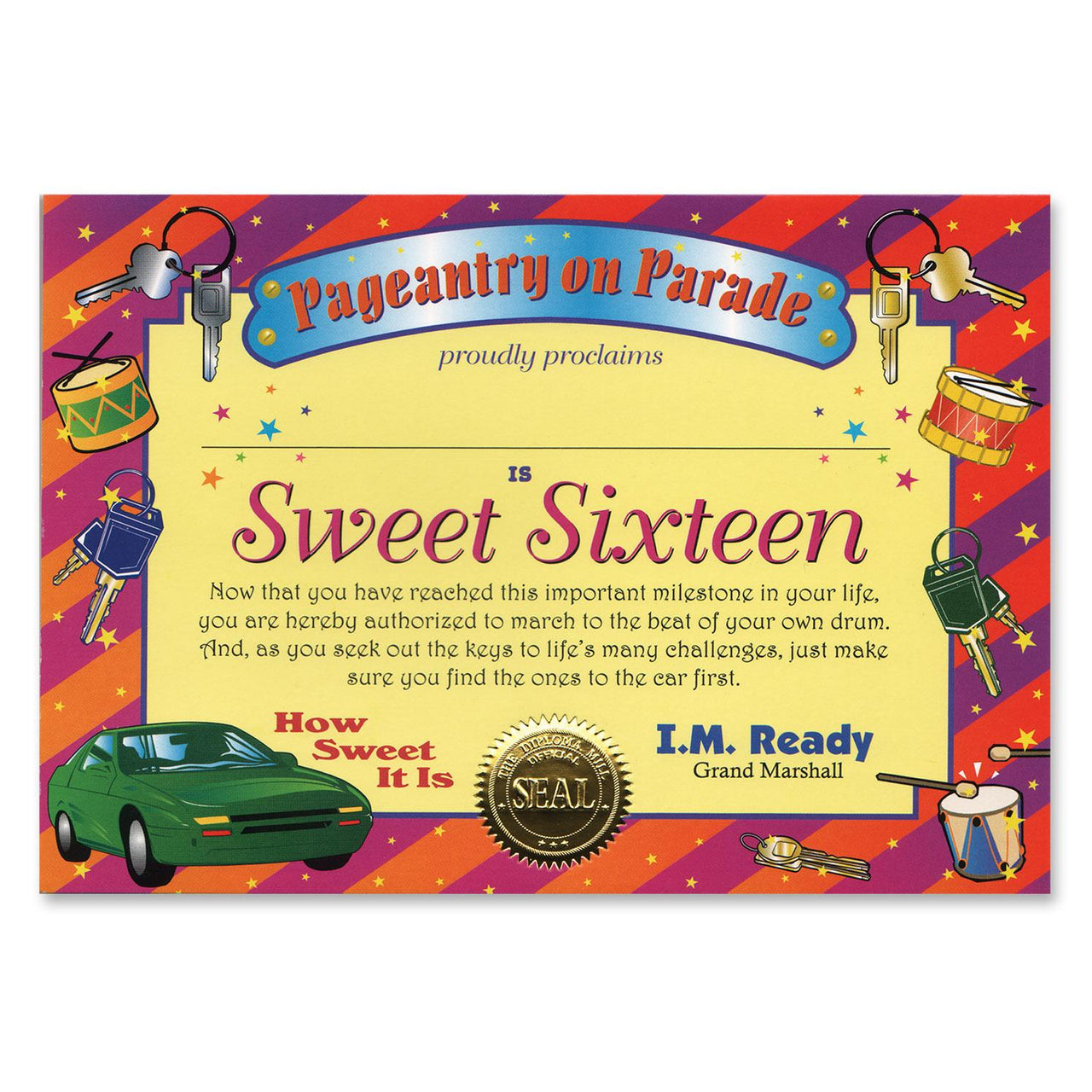 Sweet Sixteen Certificate - Bulk 6 Pack