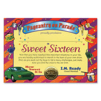 Sweet Sixteen Certificate - Bulk 6 Pack
