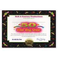 50 Is The Big One Certificate - Bulk 6 Pack