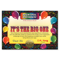 It's The Big One Certificate - Bulk 6 Pack