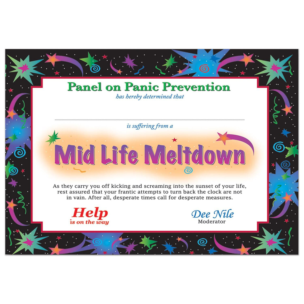 Midlife Meltdown Certificate - Bulk 6 Pack