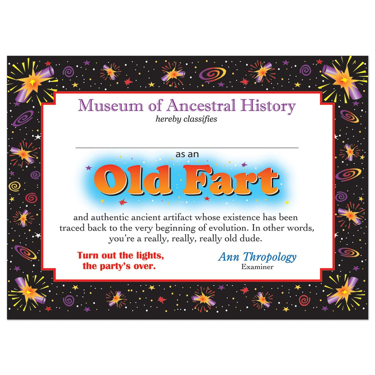 Old Fart Certificate - Bulk 6 Pack