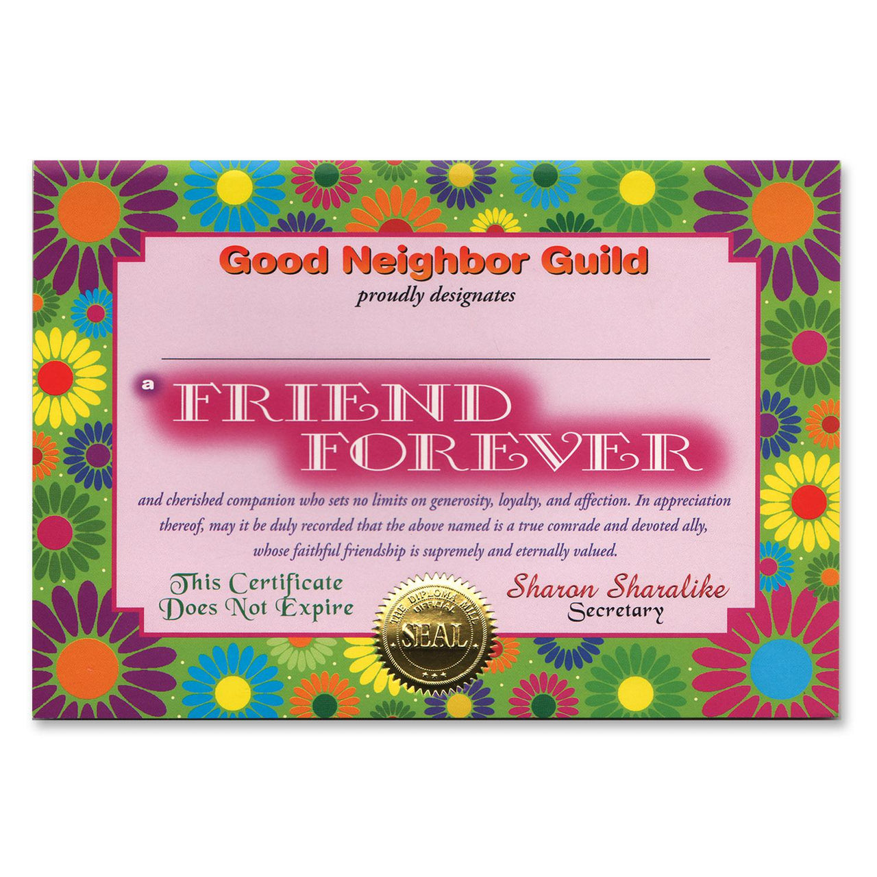 Friend Forever Certificate - Bulk 6 Pack