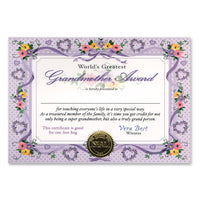 World's Greatest Grandmother Certificate - Bulk 6 Pack