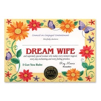 Dream Wife Certificate - Bulk 6 Pack