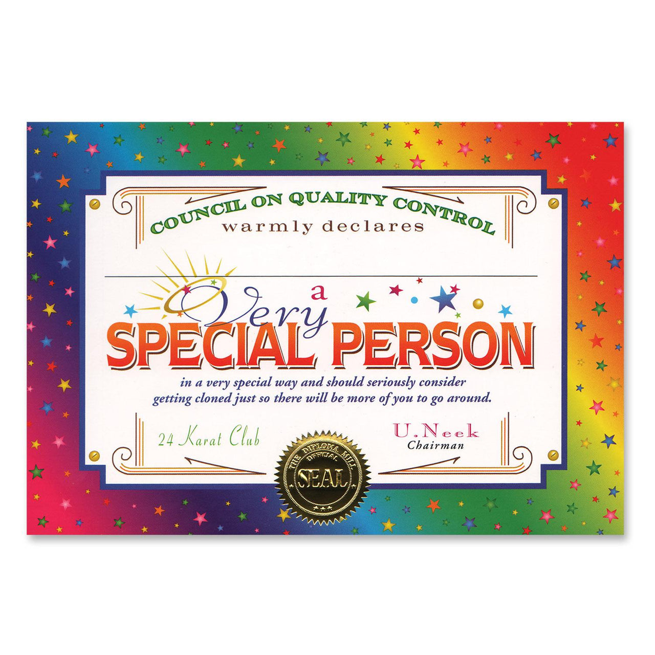 Very Special Person Certificate - Bulk 6 Pack