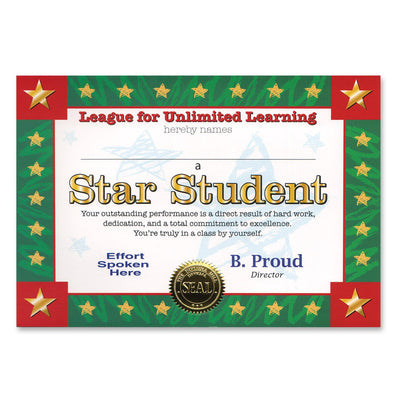 Star Student Certificate - Bulk 6 Pack