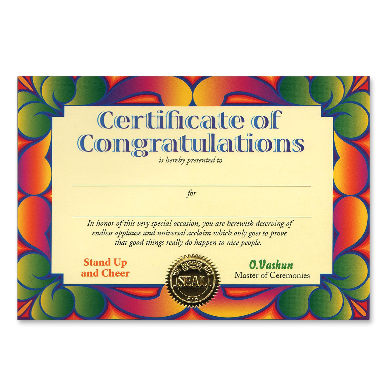 Certificate Of Congratulations - Bulk 6 Pack