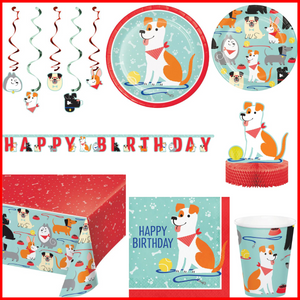 Dog Party 48 Piece Birthday Kit for 8