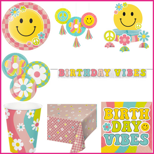 Flower Power 46 Piece Birthday Party Kit for 8